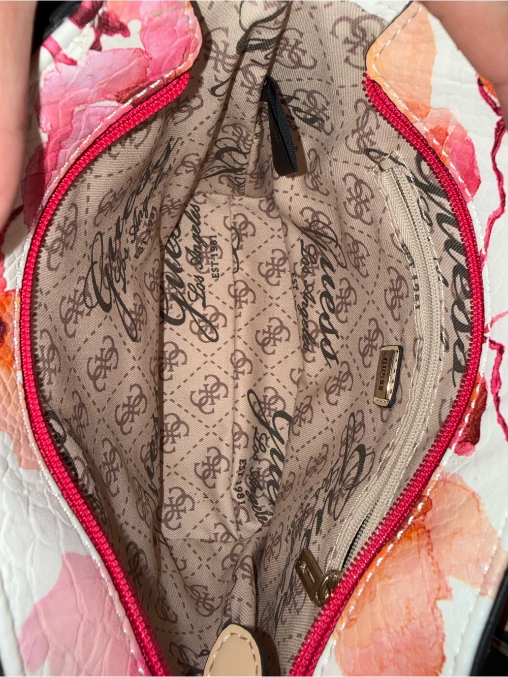 GUESS Floral Watercolor Mini Tote in Pink and Cream - Picture 4 of 4